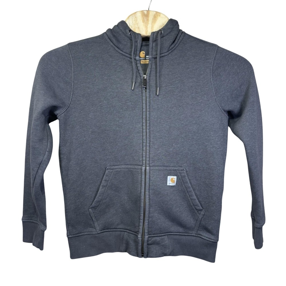 Carhartt Hoodie Womens Medium 8/10 Gray Fleece Full Zip Relaxed Fit 102788 CRH
